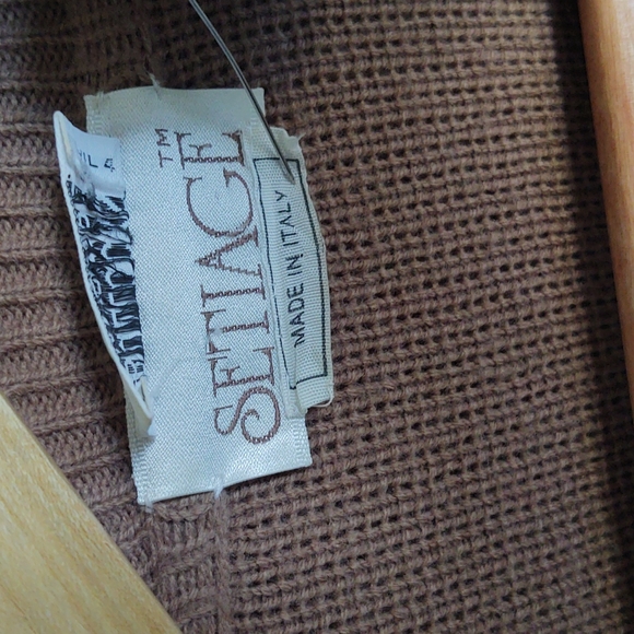 Vintage Setiage Made in Italy suede and Knit sweater Cardigan Jacket sz Med wom - Picture 4 of 17
